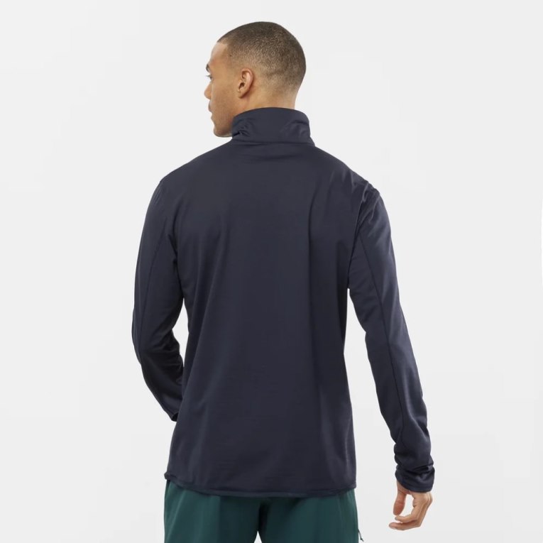 Moletom Salomon Essential Lightwarm Half Zip Masculino Azul Marinho | PT Y20457